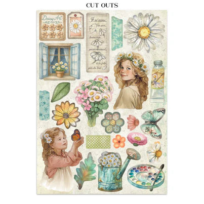 Stamperia - Daisy Art Collection - Junk Journal - Stickers, Cut-Outs, and Backgrounds