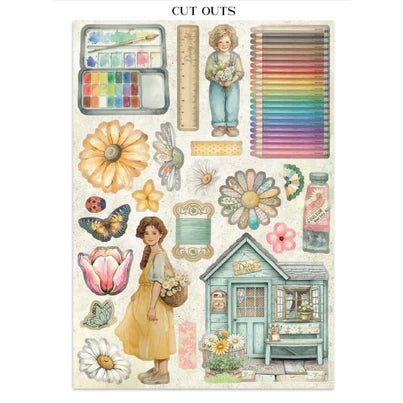 Stamperia - Daisy Art Collection - Junk Journal - Stickers, Cut-Outs, and Backgrounds