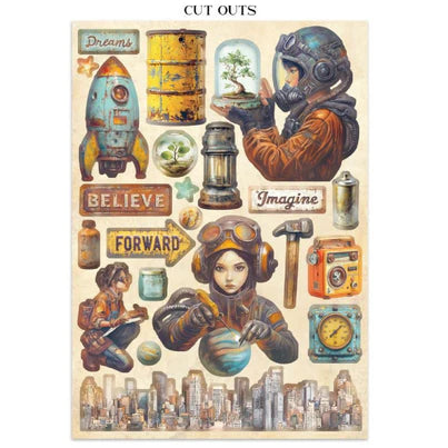 Stamperia - A New Beginning Collection - Junk Journal - Stickers, Cut-Outs, and Backgrounds