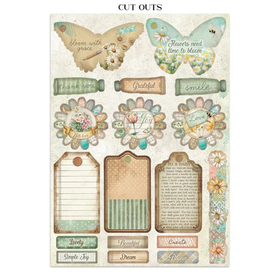 Stamperia - Daisy Art Collection - Junk Journal - Stickers, Cut-Outs, and Backgrounds