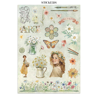 Stamperia - Daisy Art Collection - Junk Journal - Stickers, Cut-Outs, and Backgrounds