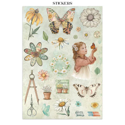 Stamperia - Daisy Art Collection - Junk Journal - Stickers, Cut-Outs, and Backgrounds