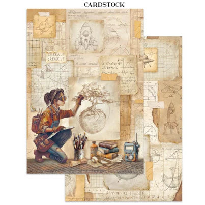 Stamperia - A New Beginning Collection - Junk Journal - Stickers, Cut-Outs, and Backgrounds