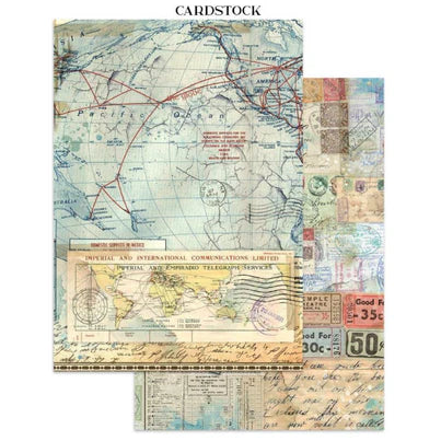 Stamperia - Art Of Travelling Collection - Junk Journal - Stickers, Cut-Outs, and Backgrounds