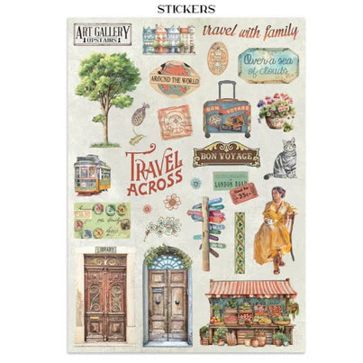 Stamperia - Art Of Travelling Collection - Junk Journal - Stickers, Cut-Outs, and Backgrounds