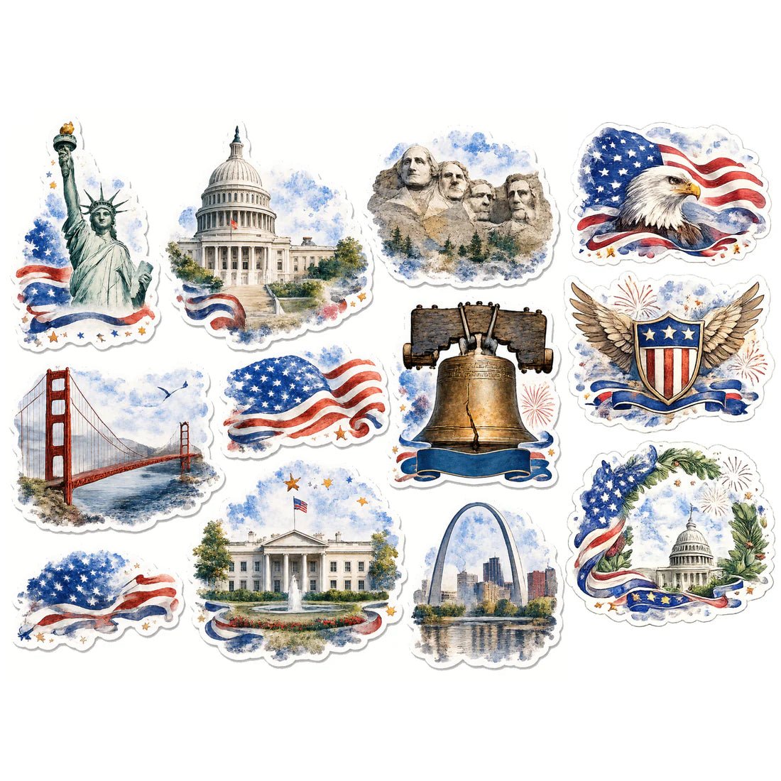 Scrapbook Supply Company - Celebrate America 12 x 12 Scrapbook Paper & Embellishment Kit