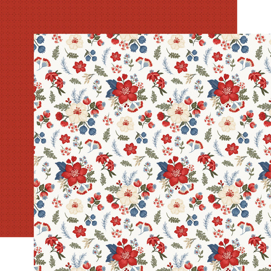 Carta Bella - Americana Summer Collection - 12 x 12 Double-Sided Paper - Patriotic Floral