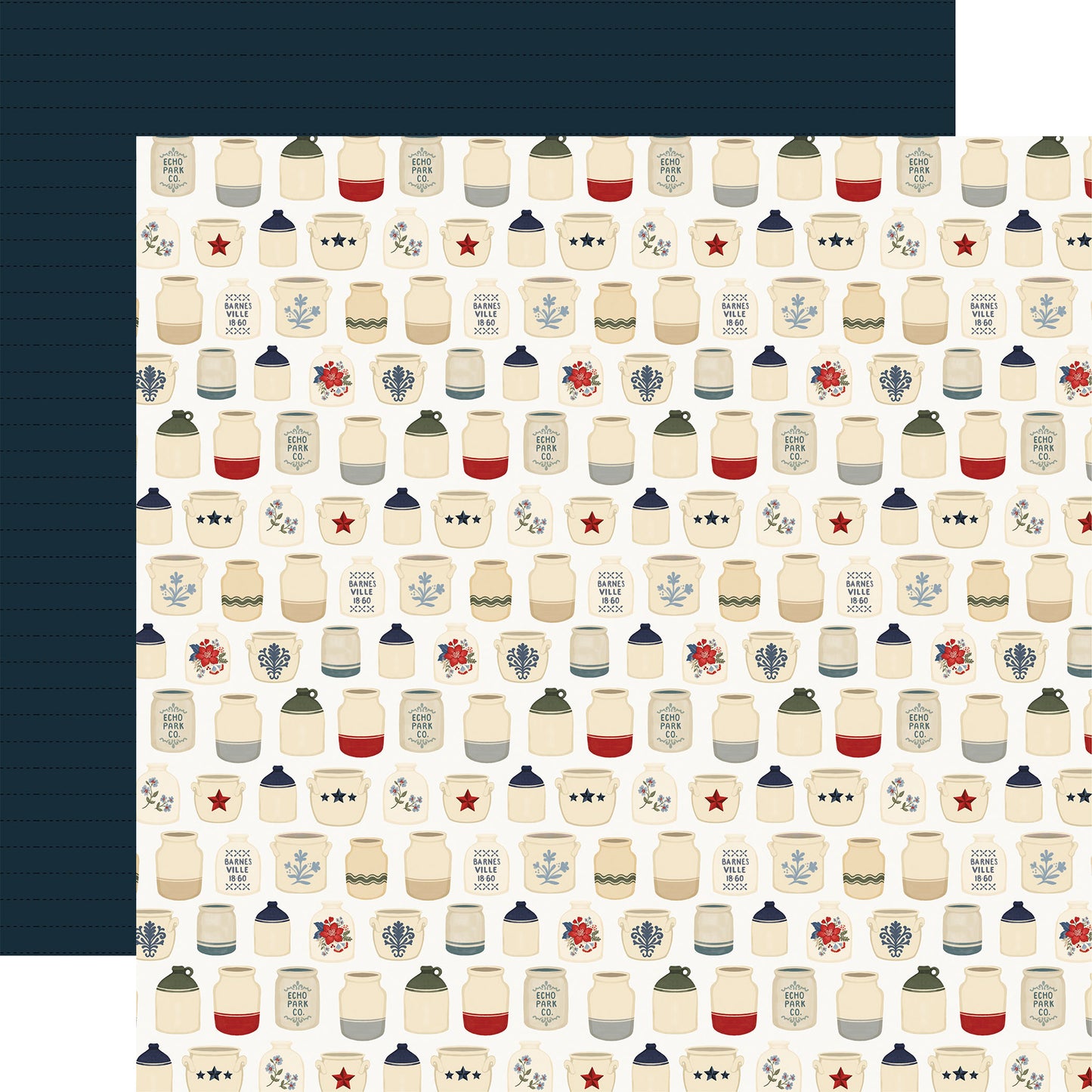 Carta Bella - Americana Summer Collection - 12 x 12 Double-Sided Paper - Painted Pottery