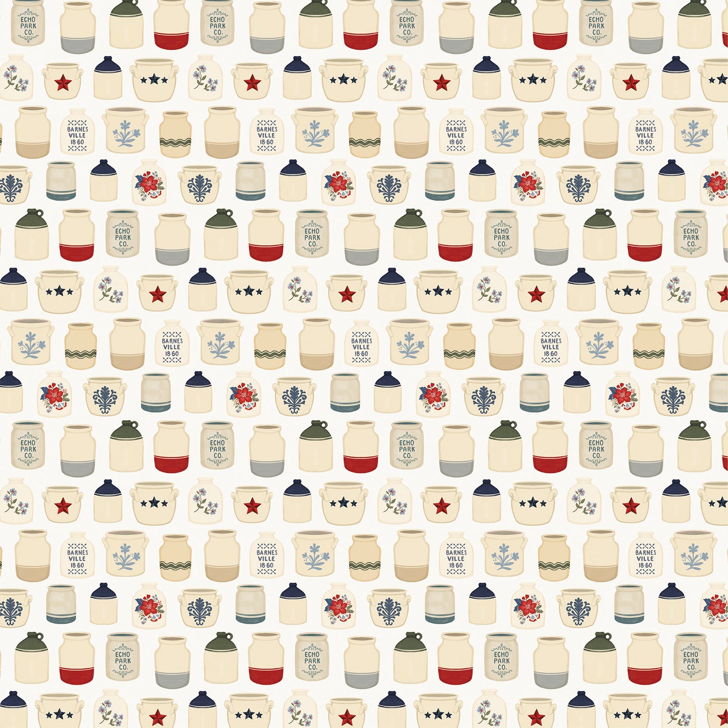 Carta Bella - Americana Summer Collection - 12 x 12 Double-Sided Paper - Painted Pottery