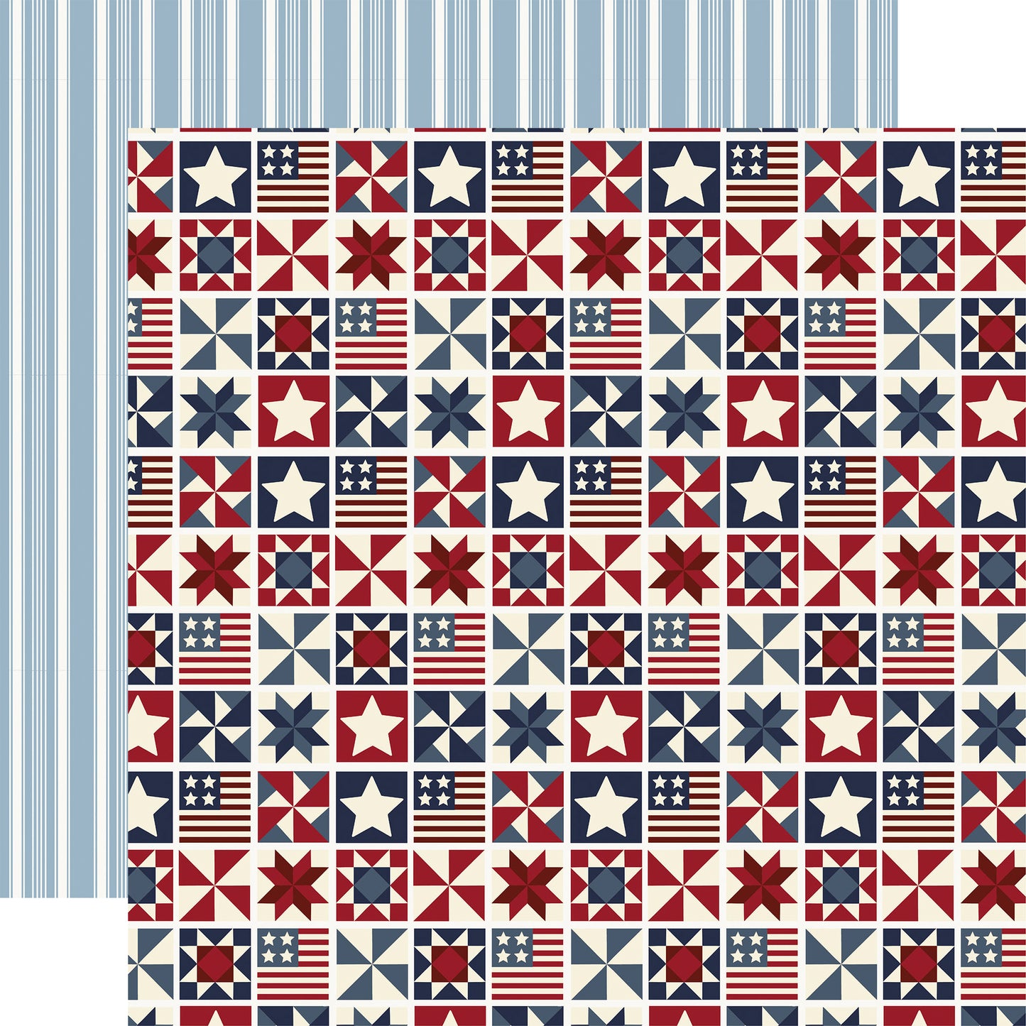 Carta Bella - Americana Summer Collection - 12 x 12 Double-Sided Paper - Americana Quilt