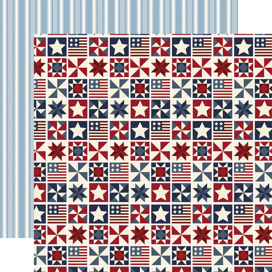 Carta Bella - Americana Summer Collection - 12 x 12 Double-Sided Paper - Americana Quilt
