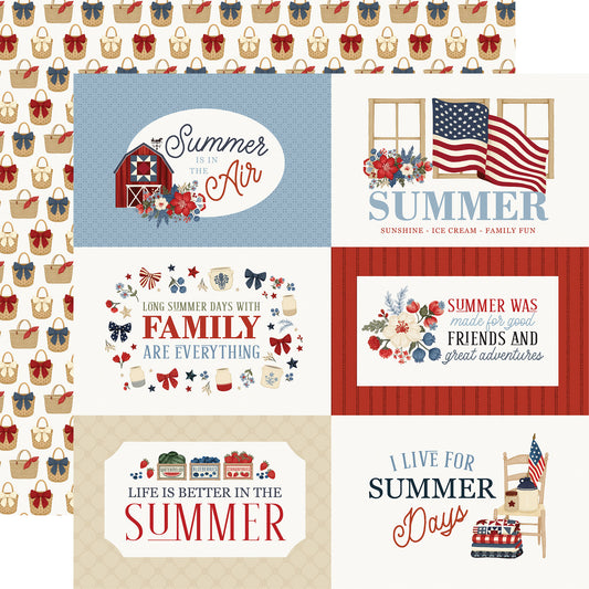 Carta Bella - Americana Summer Collection - 12 x 12 Double-Sided Paper - 6 x 4 Journaling Cards