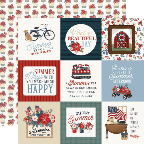 Carta Bella - Americana Summer Collection - 12 x 12 Double-Sided Paper - 3 x 4 Journaling Cards