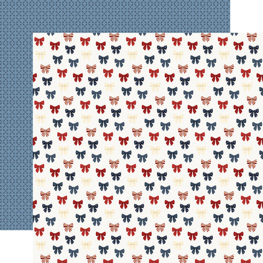 Carta Bella - Americana Summer Collection - 12 x 12 Double-Sided Paper - Red White And Blue Bows