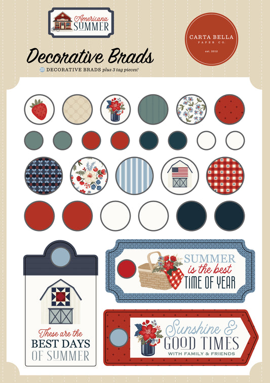 Carta Bella - Americana Summer Collection - Decorative Brads