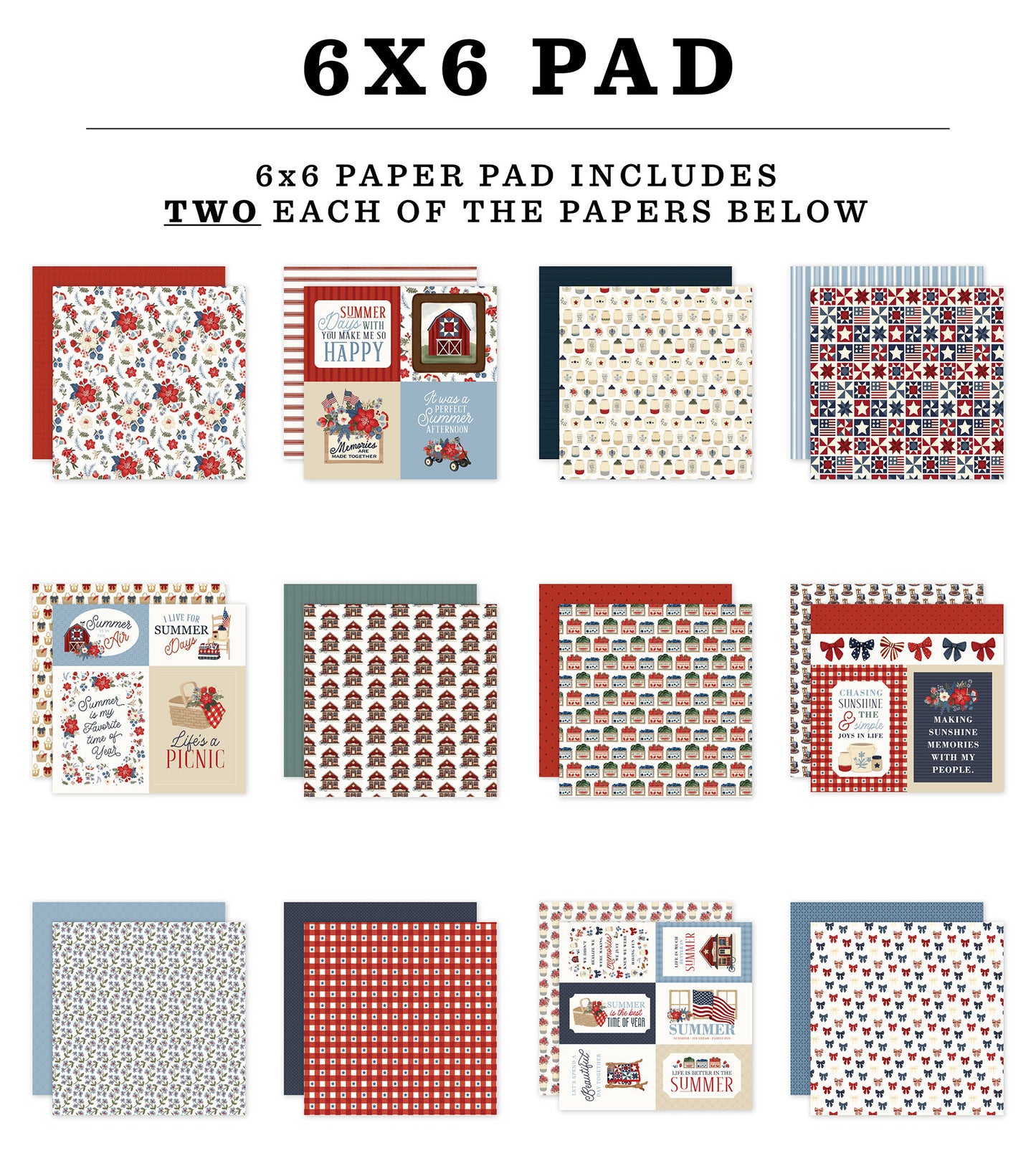 Carta Bella - Americana Summer Collection - 6 x 6 Paper Pad