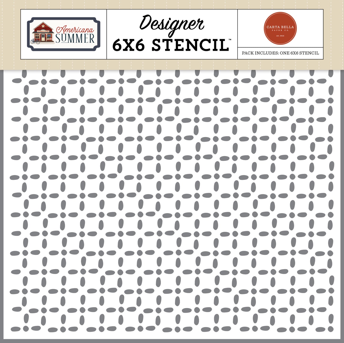 6 x 6 stencil with cross-stitch squares