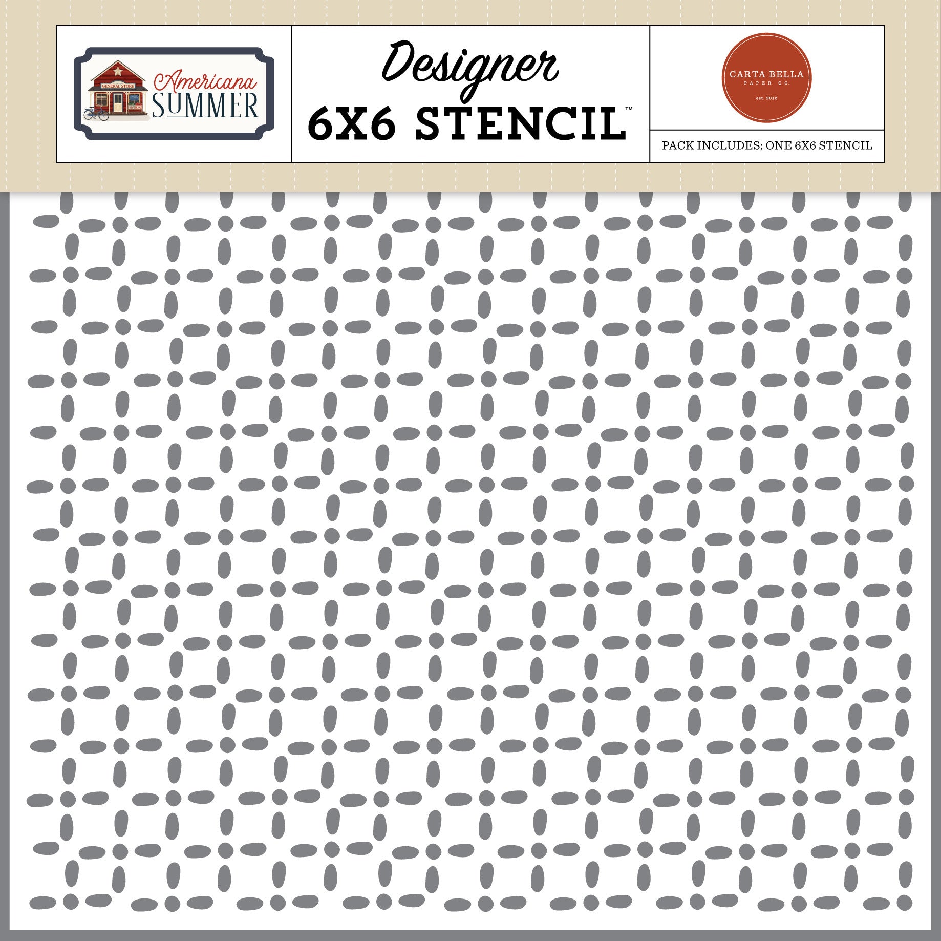 6 x 6 stencil with cross-stitch squares