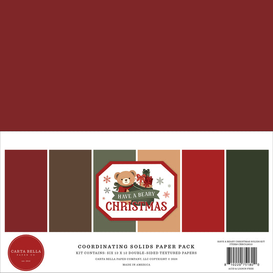 Carta Bella Paper - Have A Beary Christmas Collection - 12 x 12 Paper Pack - Solids