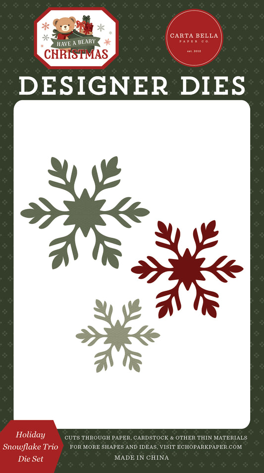 Carta Bella Paper - Have A Beary Christmas Collection - Designer Dies - Holiday Snowflake Trio
