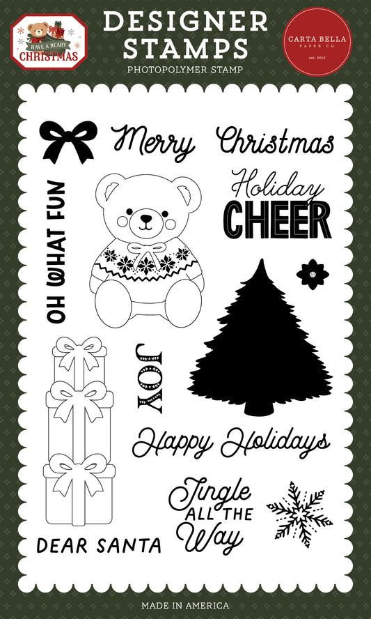 Carta Bella Paper - Have A Beary Christmas Collection - Clear Photopolymer Stamps - Holiday Cheer