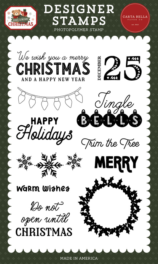 Carta Bella Paper - Have A Beary Christmas Collection - Clear Photopolymer Stamps - Do Not Open