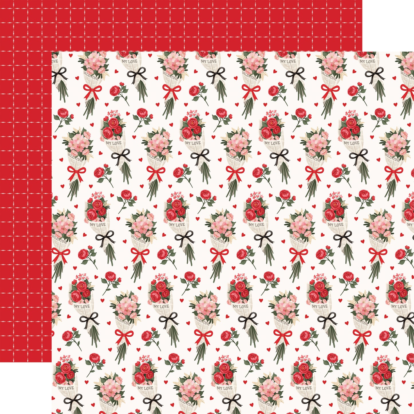 Carta Bella - Be Mine Collection - 12 x 12 Double-Sided Paper - Newspaper Bouquets