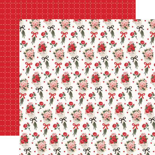 Carta Bella - Be Mine Collection - 12 x 12 Double-Sided Paper - Newspaper Bouquets