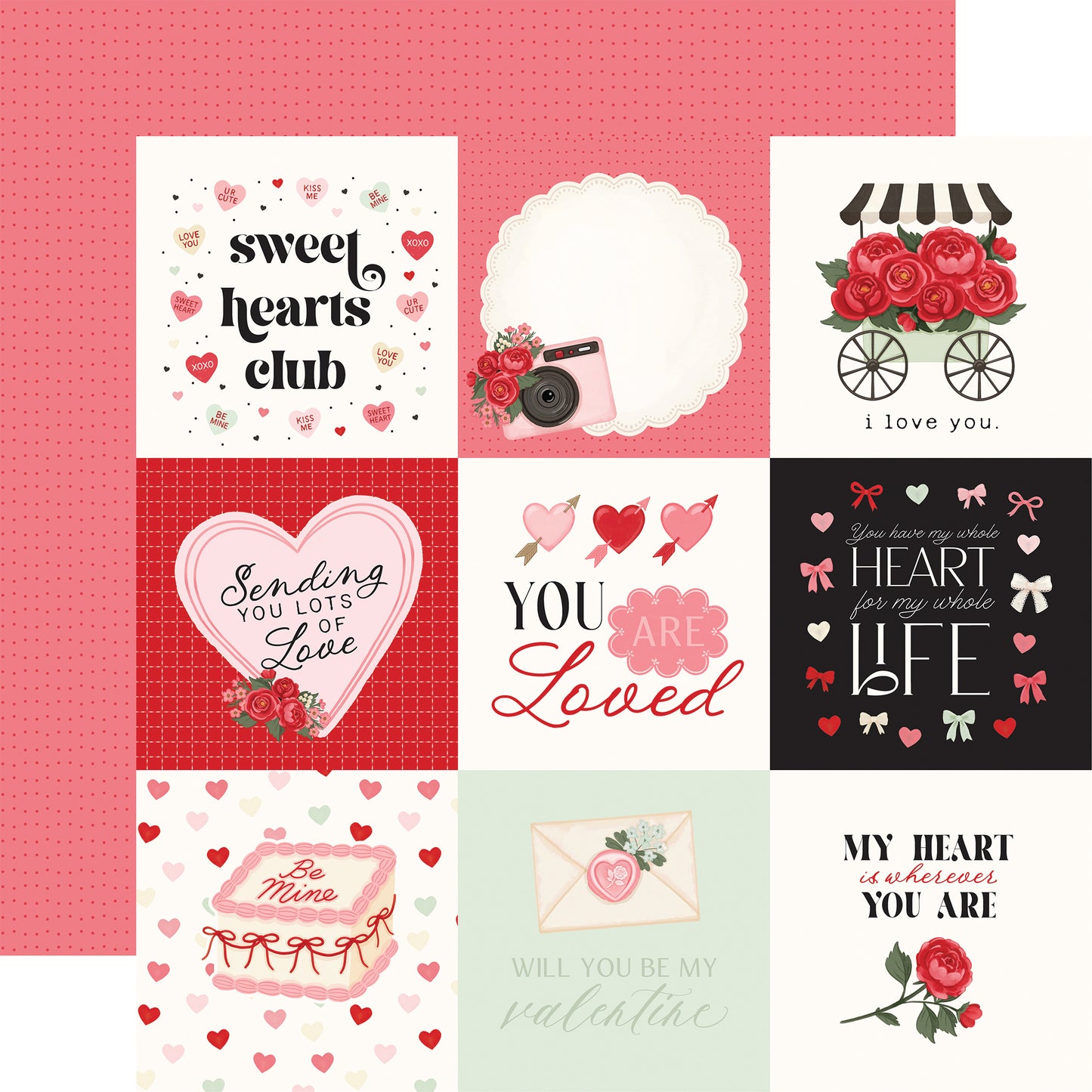 Carta Bella - Be Mine Collection - 12 x 12 Double-Sided Paper - 4 x 4 Journaling Cards