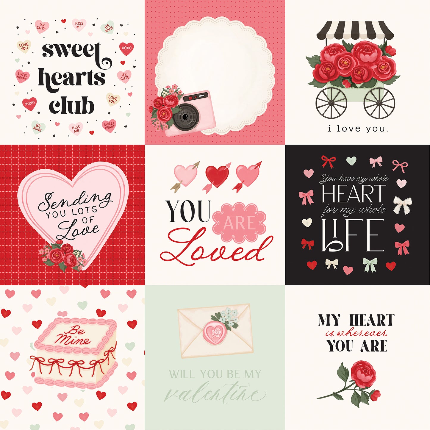 Carta Bella - Be Mine Collection - 12 x 12 Double-Sided Paper - 4 x 4 Journaling Cards