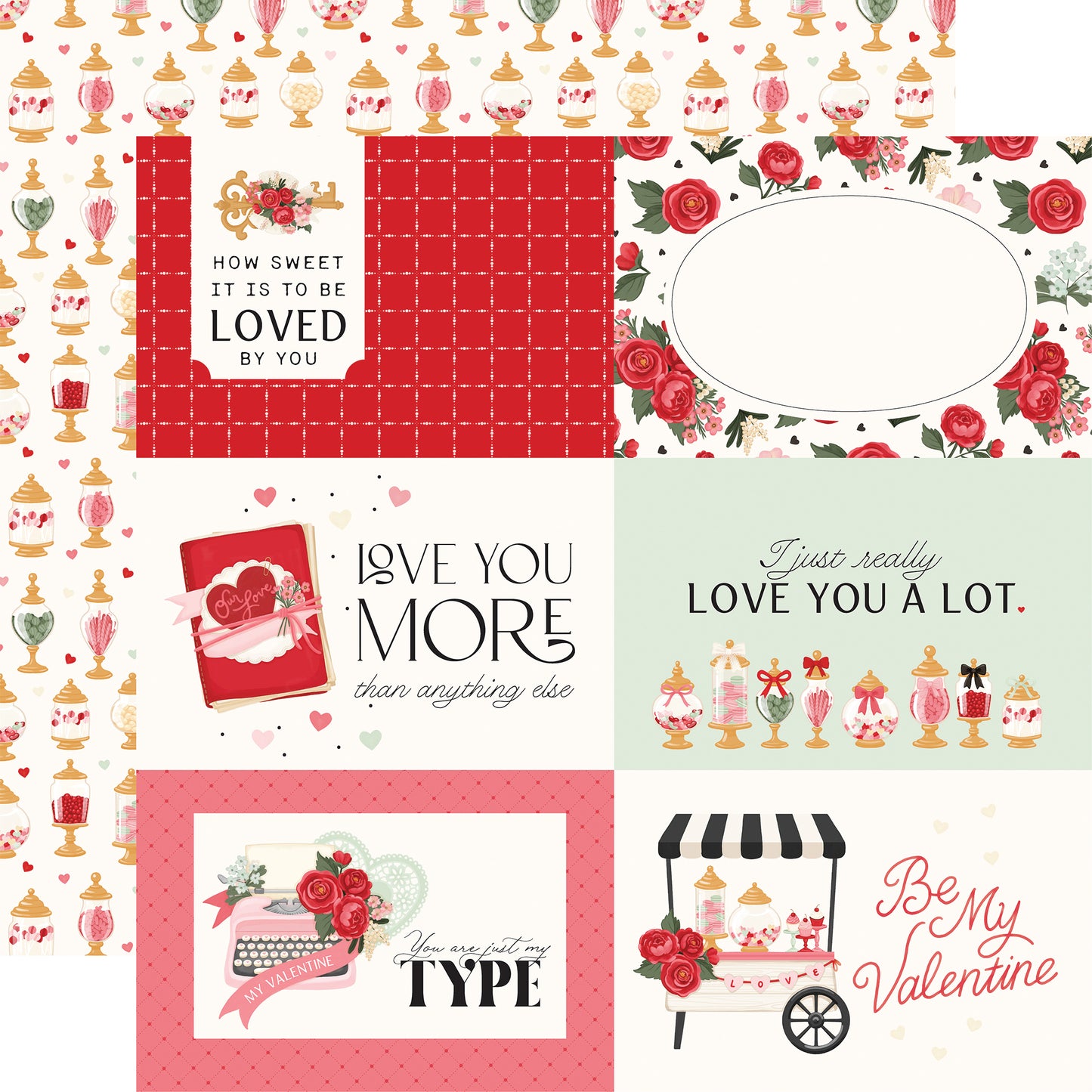 Carta Bella - Be Mine Collection - 12 x 12 Double-Sided Paper - 6 x 4 Journaling Cards