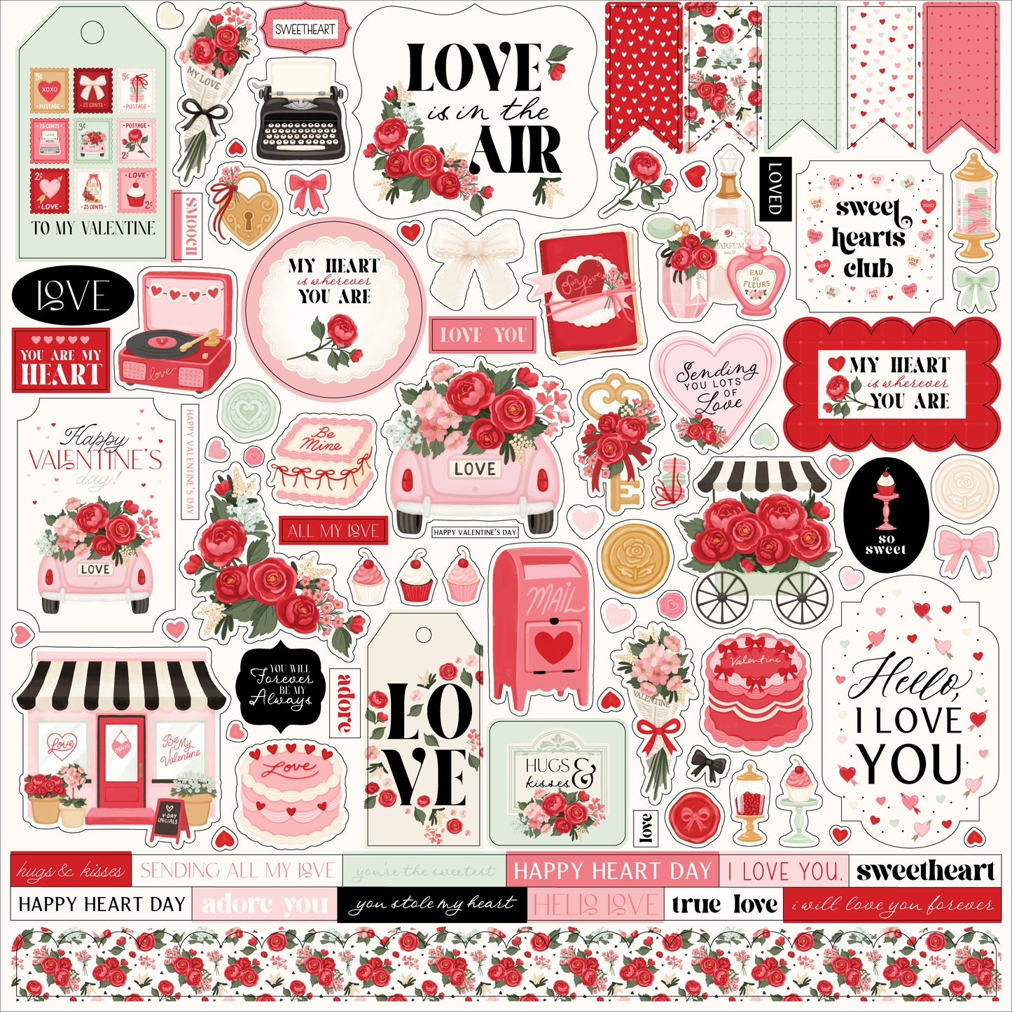 Carta Bella - Be Mine Collection - Cardstock Elements Stickers