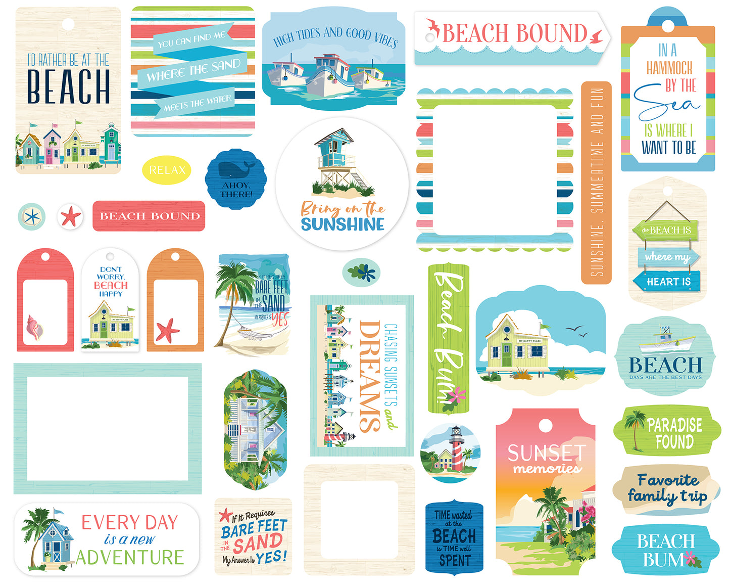 Carta Bella Paper - Beach Town Collection - Frames And Tags