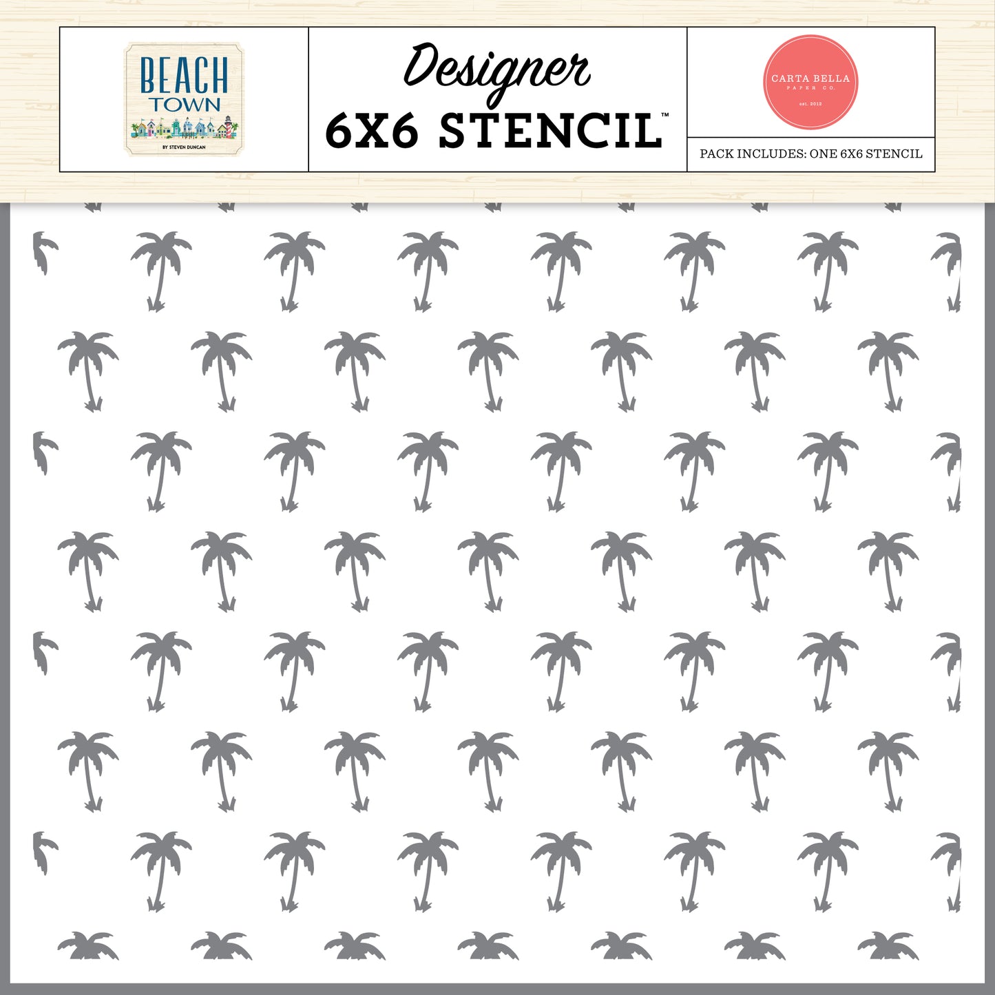 Carta Bella Paper - Beach Town Collection - Stencil -Palm Tree Paradise