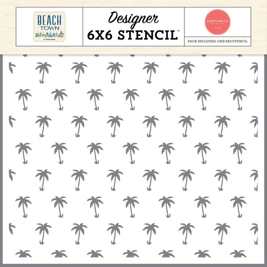 Carta Bella Paper - Beach Town Collection - Stencil -Palm Tree Paradise