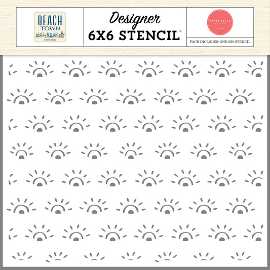 Carta Bella Paper - Beach Town Collection - Stencil - Sunset Sun