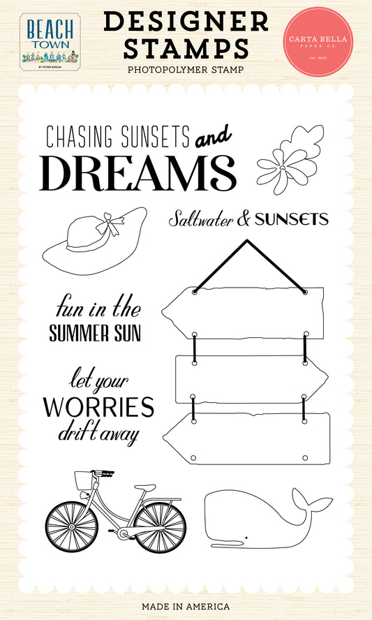Carta Bella Paper - Beach Town Collection - Photopolymer Stamp Set - Chasing Sunsets