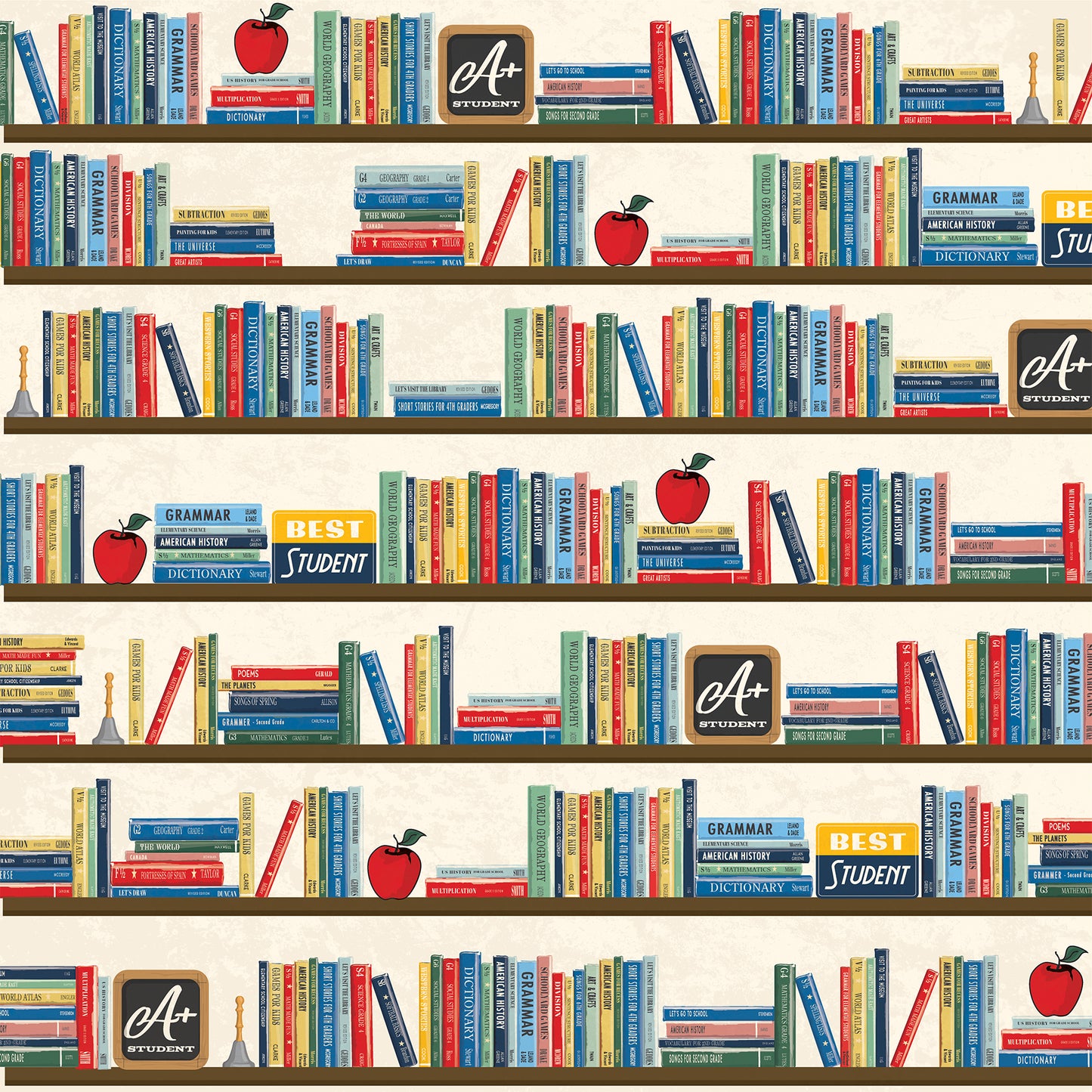 Carta Bella Paper - Back to School Collection - 12 x 12 Double Sided Paper - Bright Bookshelf