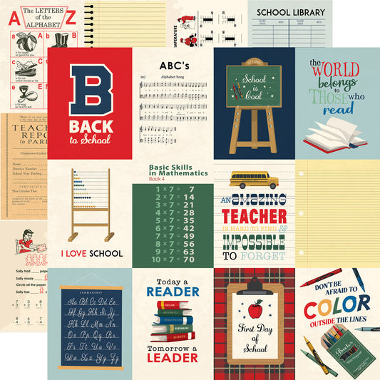 Carta Bella Paper - Back to School Collection - 12 x 12 Double Sided Paper - 3x4 Journaling Cards