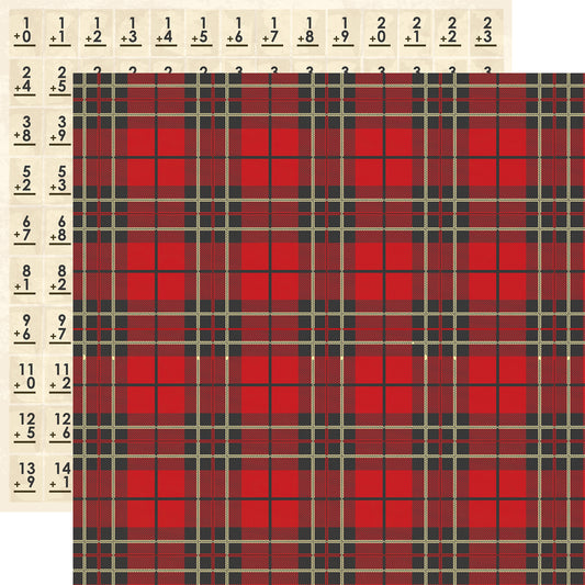 Carta Bella Paper - Back to School Collection - 12 x 12 Double Sided Paper - Lunchbox Plaid
