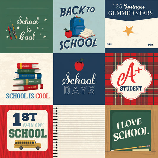 Carta Bella Paper - Back to School Collection - 12 x 12 Double Sided Paper - 4x4 Journaling Cards