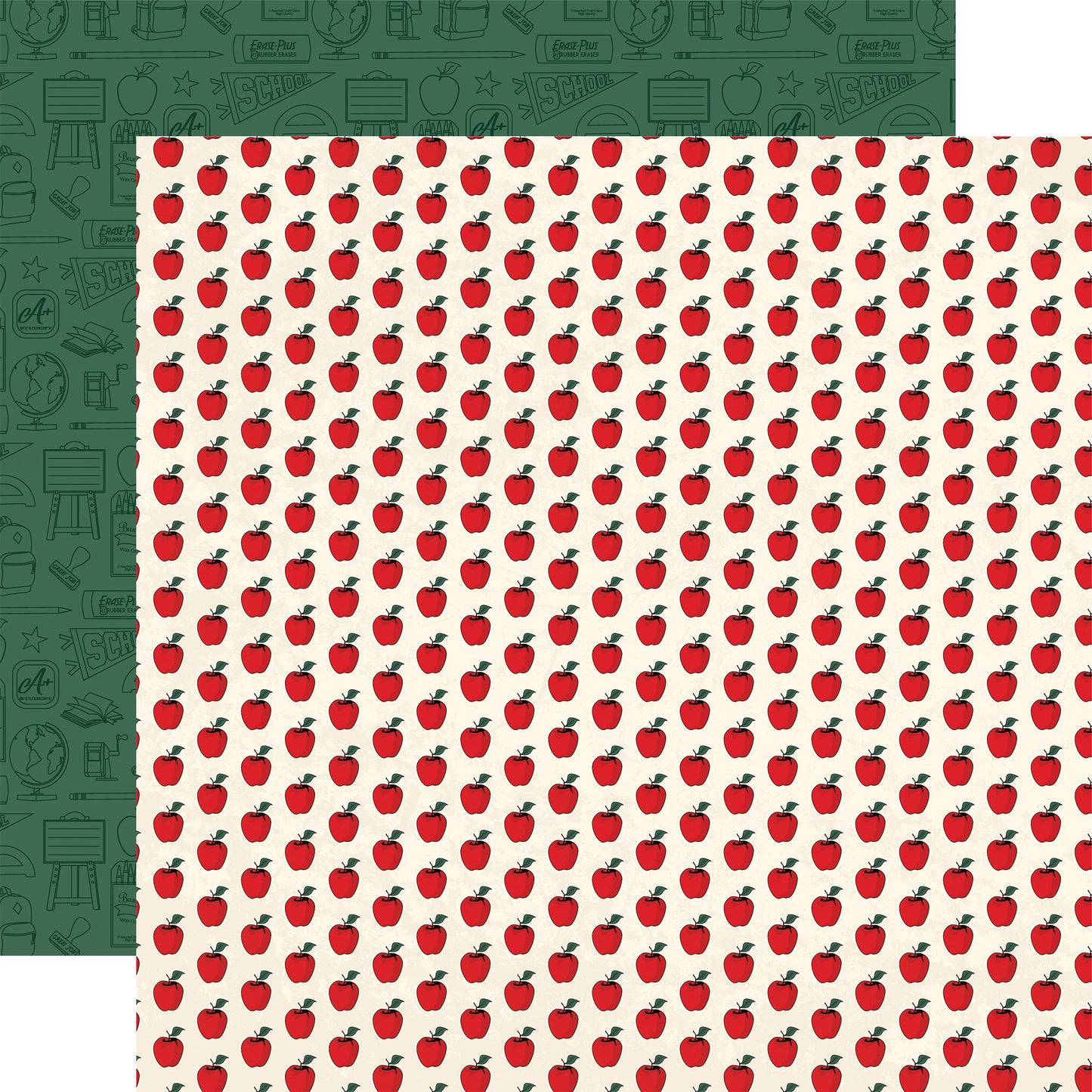 Carta Bella Paper - Back to School Collection - 12 x 12 Double Sided Paper - Back To School Apples