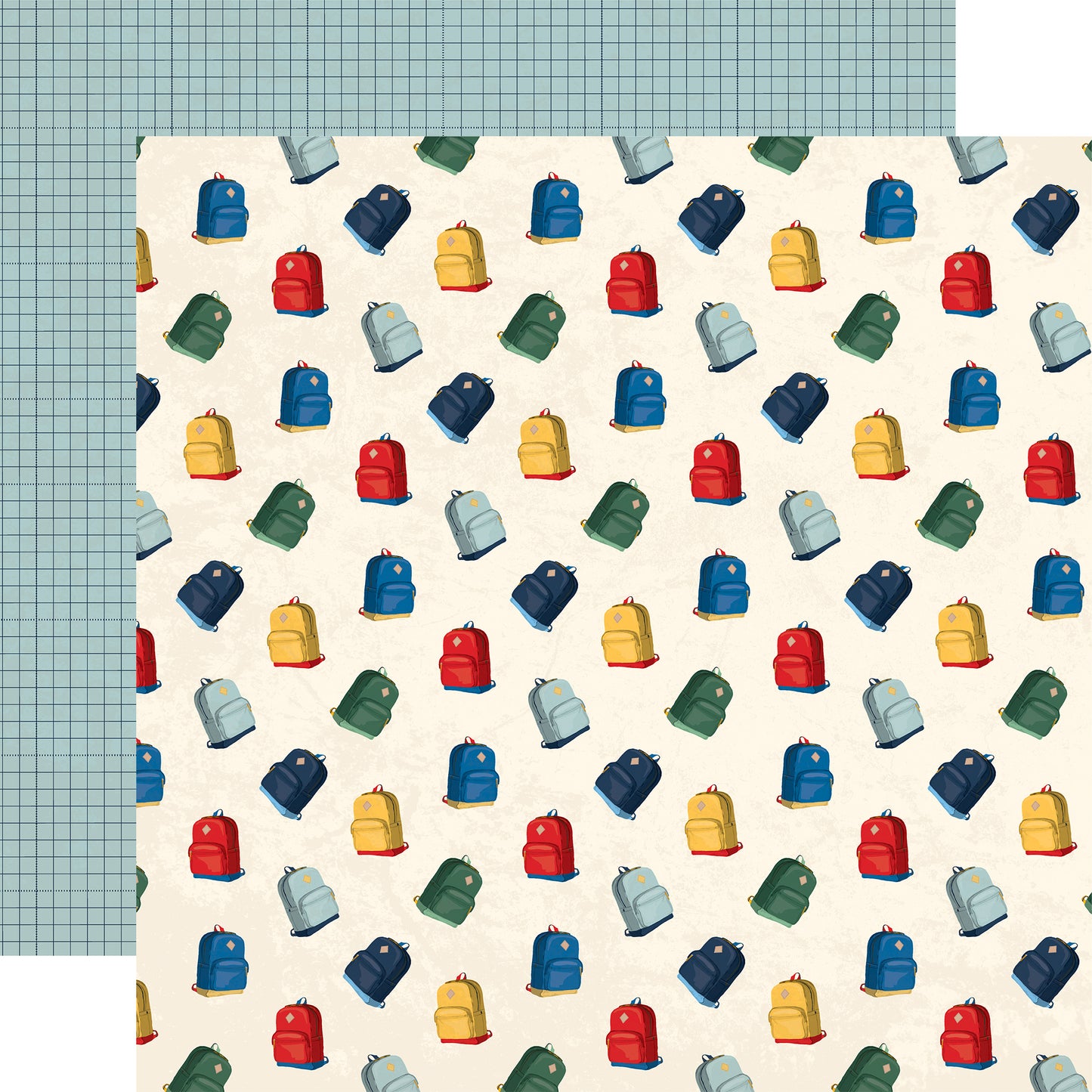 Carta Bella Paper - Back to School Collection - 12 x 12 Double Sided Paper - Book Bags