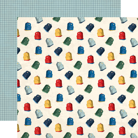 Carta Bella Paper - Back to School Collection - 12 x 12 Double Sided Paper - Book Bags
