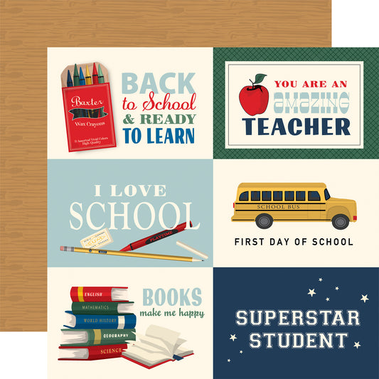 Carta Bella Paper - Back to School Collection - 12 x 12 Double Sided Paper - 6x4 Journaling Cards