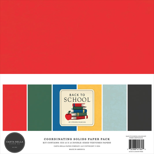 Carta Bella Paper - Back to School Collection - 12 x 12 Solids Pack