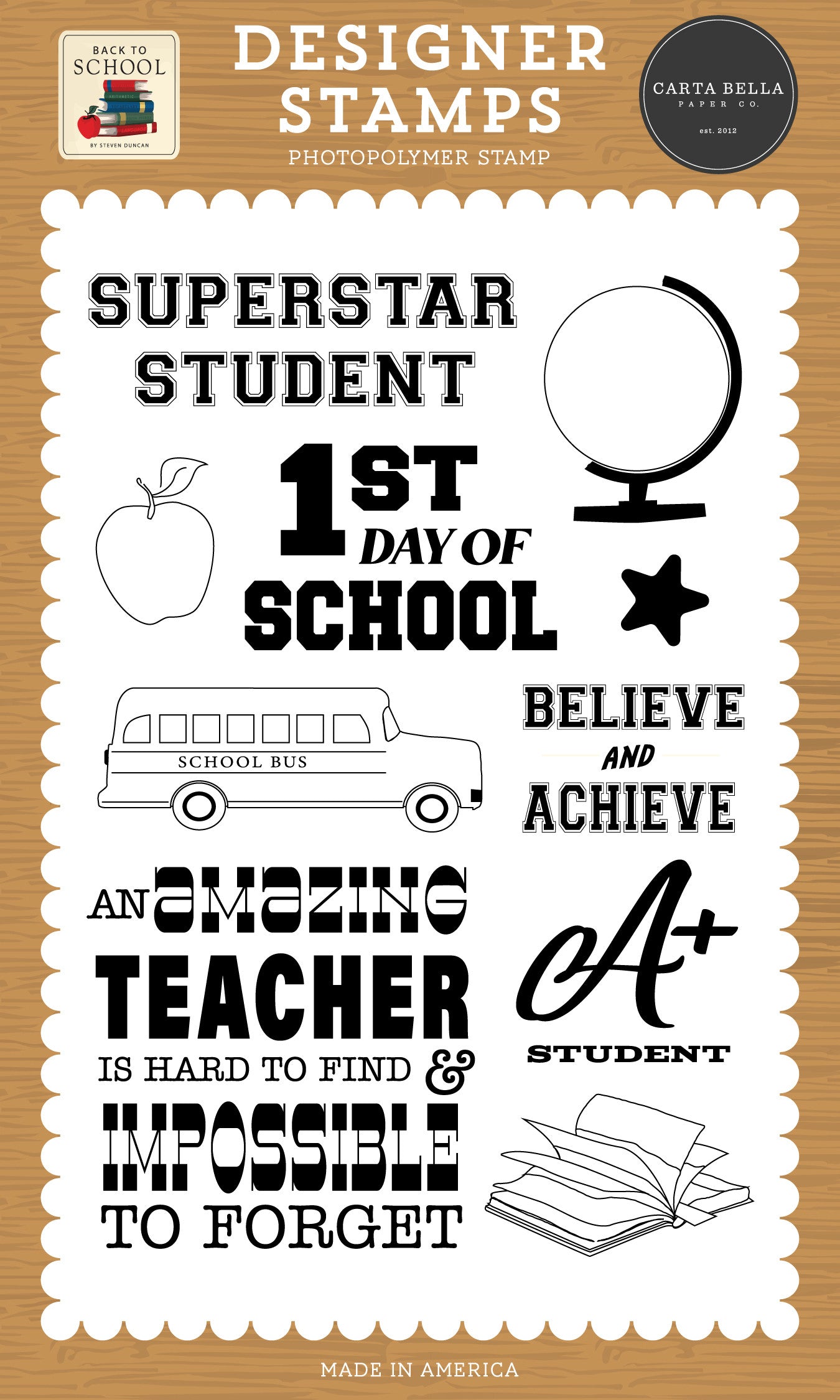 Carta Bella - Back To School Collection - Photopolymer Stamp Set - Believe And Achieve