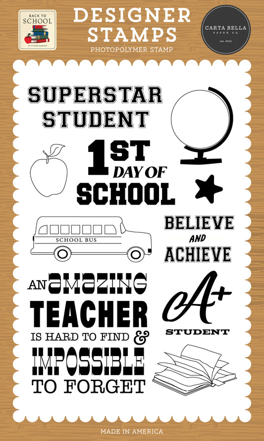 Carta Bella - Back To School Collection - Photopolymer Stamp Set - Believe And Achieve