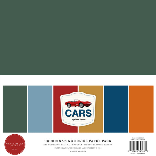 Carta Bella - Cars Collection -12 x 12 Solids Paper Pack