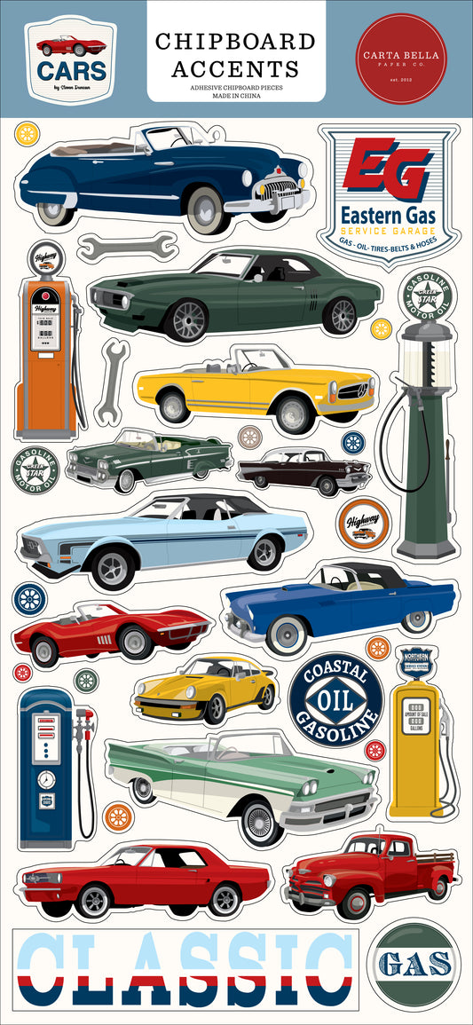 Carta Bella - Cars Collection - Chipboard Embellishments - Accents